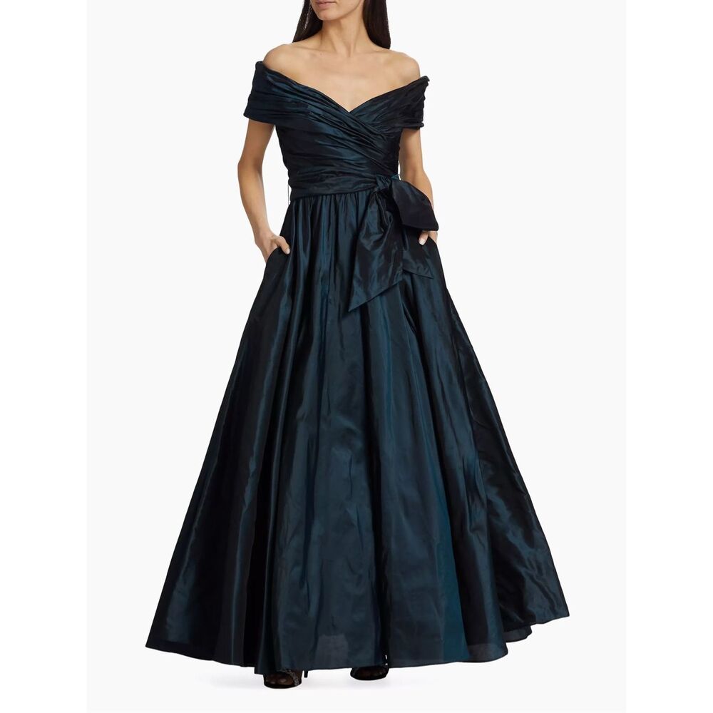 Catherine Regehr Annabelle Taffeta Off-The-Shoulder Gown Size US 14 $3950